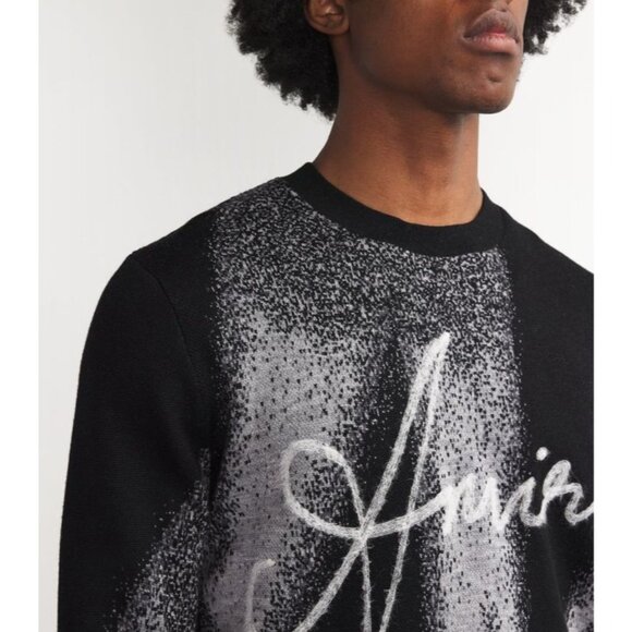 Amiri Spotlight Crewneck in Black Medium New Mens Wool Knit Sweater - Picture 10 of 15